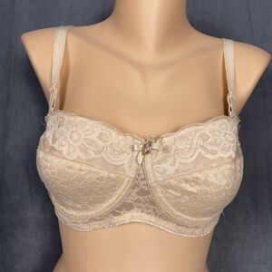 Vintage Spirite Industries Balconette Bra Fiberfill Lined Beige 36C Underwire